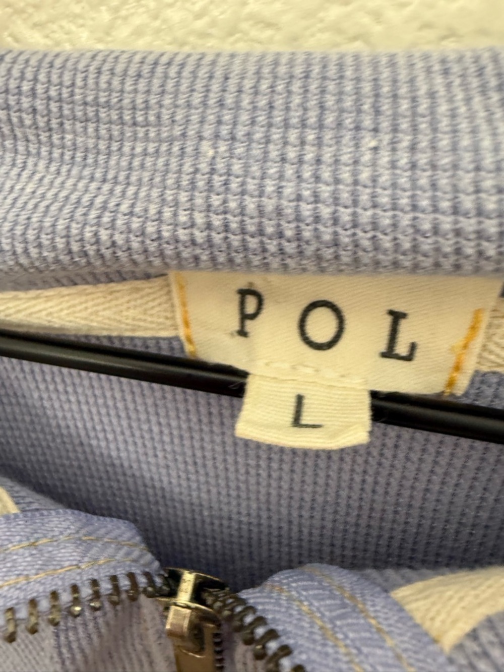 POL Evening Blue Distressed Cropped Half Zip Up Lightweight Sweater Large - Picture 4 of 9